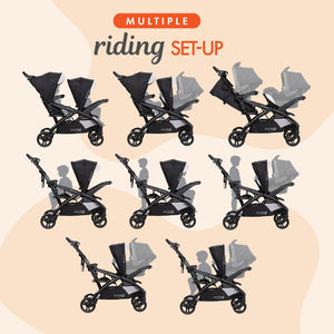 Baby Trend Sit N' Stand Double Stroller with EZ-Lift Car Seat (2 Pack), Khaki