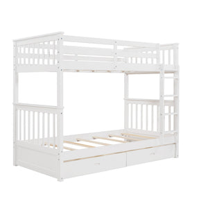 Bunk Bed With Ladders And 2 Storage Drawers