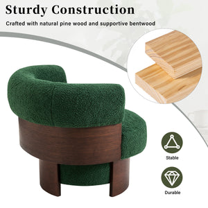 Modern 32" Wide Curved Sculptural Swivel Barrel Chair