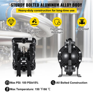 Air-Operated Double Diaphragm Pump 1 Inch Inlet/Outlet Aluminum