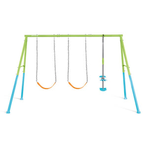 Intex Three Feature Colored Playground Swing Set with Trapeze Bar, Multicolor - TRAPSKI