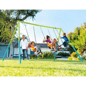 Intex Three Feature Colored Playground Swing Set with Trapeze Bar, Multicolor - TRAPSKI