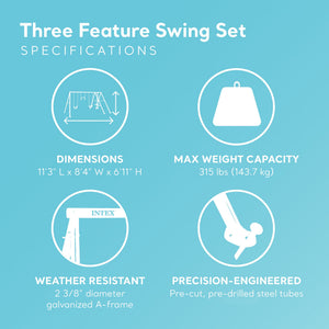 Intex Three Feature Colored Playground Swing Set with Trapeze Bar, Multicolor - TRAPSKI