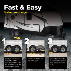 Camco Trailer Aid PLUS Tandem Trailer Tire Changing Ramp with  5.5" Lift, Yellow