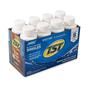 Camco TST Blue Enzyme 4 oz RV Toilet Waste Odor Treatment, Clean Scent (8 Pack)