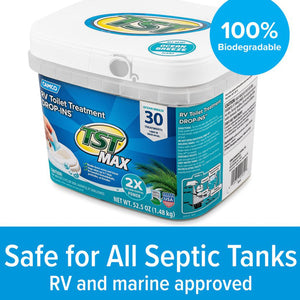 Camco TST MAX 30 Drop-Ins RV Toilet Waste Odor Treatment, Ocean Breeze Scent