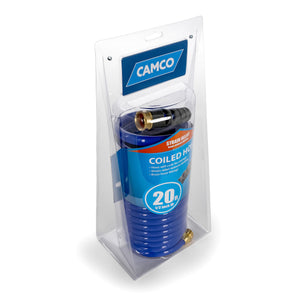 Camco 20 Foot Marine & Gardening Self Coiling Water Hose with Brass Fittings