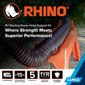 Camco Rhino Nesting RV Sewer Hose Support Kit for Stable Drainage, (Set of 5)