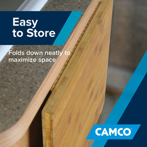 Camco 12'' x 13.5'' x 0.75'' Bamboo Accents RV Wood Countertop Extension, Brown