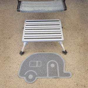 Camco 43677 Fixed Height Aluminum Platform Step Stool with Non Slip Rubber Feet