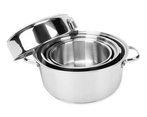 Camco 10 Piece Stainless Steel Cookware Nesting Pot Set w/Handle & Storage Strap