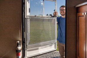 Camco Premium Lower RV Adjustable Protective Metal Screen Door Grille, Silver