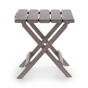 Camco Adirondack Portable Outdoor Camping Plastic Folding Side Table, Taupe