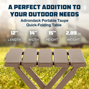 Camco Adirondack Portable Outdoor Camping Plastic Folding Side Table, Taupe