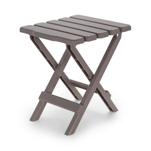 Camco Adirondack Portable Outdoor Camping Plastic Folding Side Table, Taupe