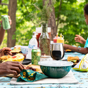 Camco Life is Better at The Campsite 8 Piece Melamine Nesting Bowl Set with Lids