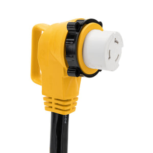 Camco Power Grip 18" Dogbone Adapter with 50 Amp Locking Male and Female, Yellow