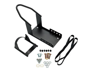 Camco Motorcycle Wheel Chock Mount with Handlebar Straps & Universal Tire Fit