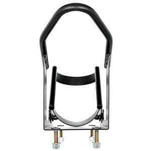 Camco Motorcycle Wheel Chock Mount with Handlebar Straps & Universal Tire Fit