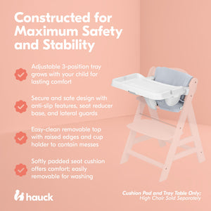 hauck Alpha+/Beta+ High Chair Tray Table, White & Deluxe Seat Cushion Pad, Grey