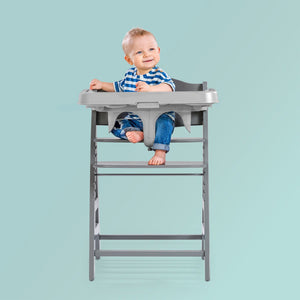 hauck Alpha+ Wooden High Chair with Tray and Safety Bar, Grey