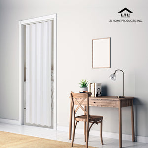 LTL Home Products Via 36" x 80" Vinyl Hinged Single Folding Door, White Mist