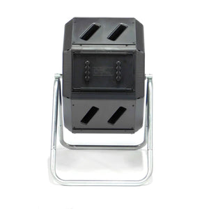 FCMP Outdoor 22.5 Gallon Tumbling Composter Waste Bin with Aeration Holes, Black