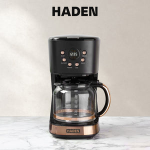 Haden Coffee Machine, 12 Cup Programmable Drip Coffee Maker, Black & Copper