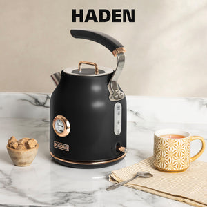 Haden Dorset 1.7 Liter Electric Water Kettle w/ 360-Degree Base, Black & Copper