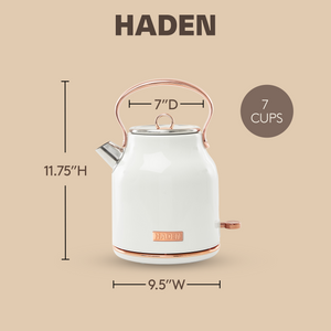 Haden Heritage 1.7 Liter Stainless Steel Electric Water Kettle, Ivory & Copper - TRAPSKI