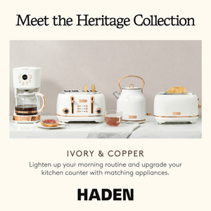 Haden Heritage 1.7 Liter Stainless Steel Electric Water Kettle, Ivory & Copper - TRAPSKI