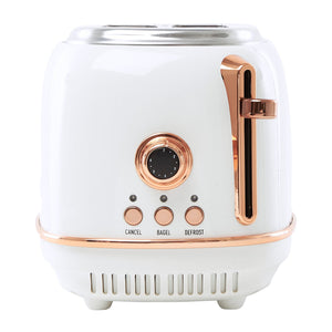 Haden Heritage 2 Slice Wide Slot Stainless Steel Toaster, Ivory & Copper - TRAPSKI