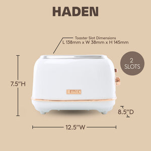 Haden Heritage 2 Slice Wide Slot Stainless Steel Toaster, Ivory & Copper - TRAPSKI