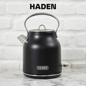 Haden Heritage 1.7 Liter Stainless Steel Electric Water Kettle, Black & Chrome