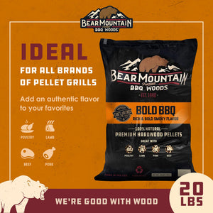Bear Mountain BBQ Hardwood Bold Craft Blends Grill Smoker Pellets, 20 Pounds - TRAPSKI