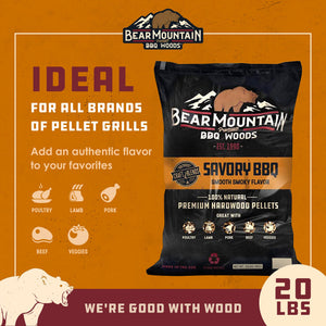 Bear Mountain BBQ Hardwood Savory Craft Blends Grill Smoker Pellets, 20 Pounds - TRAPSKI