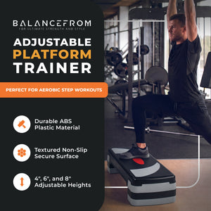 BalanceFrom Fitness Adjustable Workout Aerobic Step Platform Trainer, Gray/Black