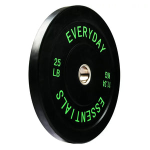 BalanceFrom Everyday Essentials Set of 2 Olympic Bumper Weight Plates, Rubber Weights with Stainless-Steel Hubs, Fits 2-Inch Barbell Bars, Black