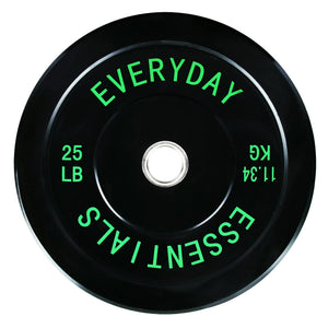 BalanceFrom Everyday Essentials Set of 2 Olympic Bumper Weight Plates, Rubber Weights with Stainless-Steel Hubs, Fits 2-Inch Barbell Bars, Black