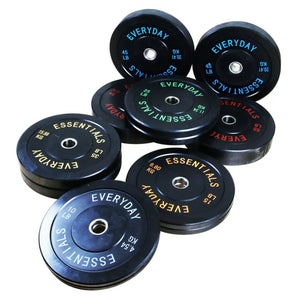BalanceFrom Everyday Essentials Set of 2 Olympic Bumper Weight Plates, Rubber Weights with Stainless-Steel Hubs, Fits 2-Inch Barbell Bars, Black
