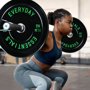 BalanceFrom Everyday Essentials Set of 2 Olympic Bumper Weight Plates, Rubber Weights with Stainless-Steel Hubs, Fits 2-Inch Barbell Bars, Black