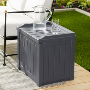 Suncast 22 Gallon Outdoor Patio Small Deck Box with Storage Seat, Cyberspace - TRAPSKI