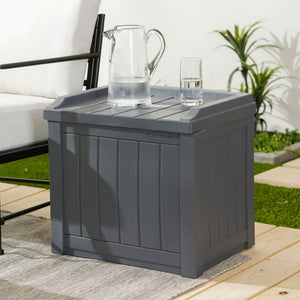Suncast 22 Gallon Outdoor Patio Small Deck Box with Storage Seat, Cyberspace - TRAPSKI