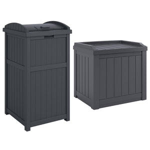 Suncast 22 Gallon Outdoor Small Deck Box & 30 Gallon Trash Waste Bin, Cyberspace - TRAPSKI