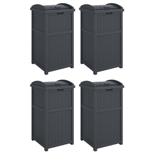 Suncast 30 Gallon Hideaway Trash Waste Bins for Outdoor, Cyberspace (4 Pack)