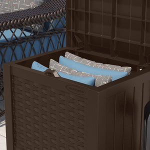 Suncast 22 Gallon Outdoor Patio Small Deck Box with Storage Seat, Java (3 Pack)