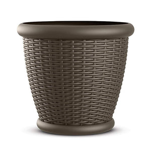 Suncast Willow 18" Diameter Decorative Wicker Patio Planter Pot, Java (4 Pack)