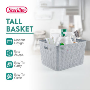 Sterilite 14"Lx8"H Woven Rectangular Tall Basket for Home Organization (24 Pack)
