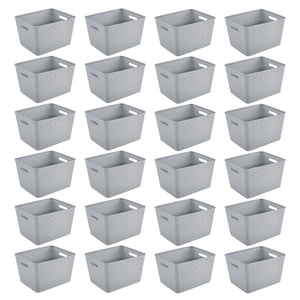 Sterilite 14"Lx8"H Woven Rectangular Tall Basket for Home Organization (24 Pack)