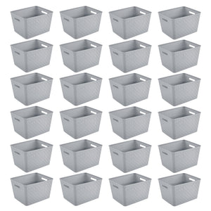 Sterilite 14"Lx8"H Woven Rectangular Tall Basket for Home Organization (24 Pack)